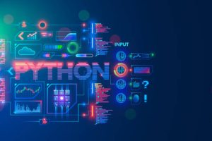 Programming language python. Conceptual banner. Education coding computer language python. Technology of software develop. Writing code, learning artificial intelligence, AI, computer neural networks